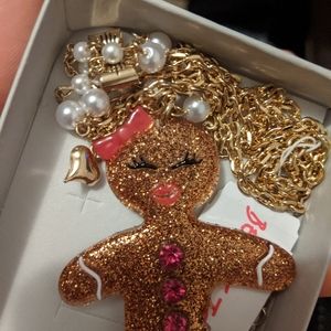 Betsey johnson gingerbread girl necklace NEW